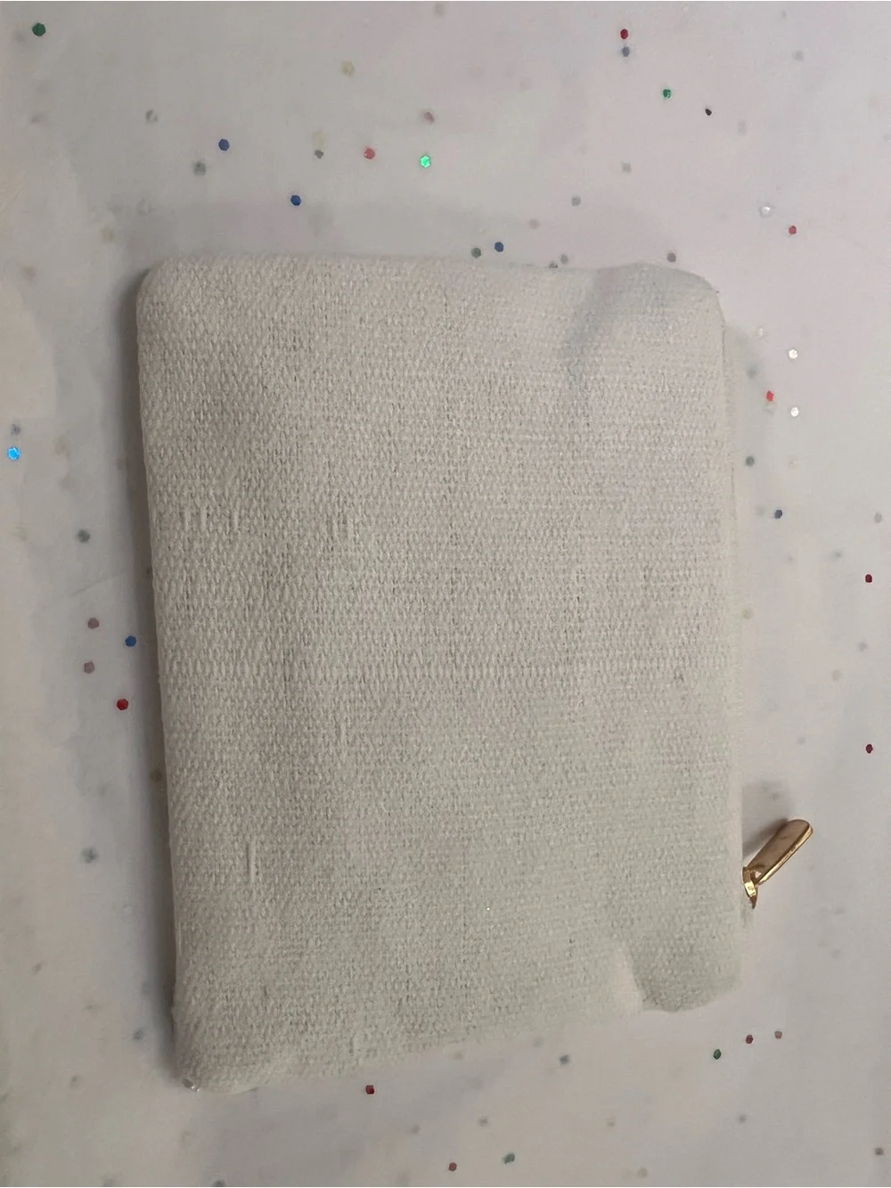 Beaded Butterfly Zip Pouch in Black & White with Multicolor Accents